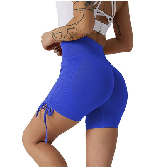 Besolor Women's Scrunch Yoga Biker Shorts Seamless High Waisted Drawstring Butt Lifting Gym Compression Short Leggings