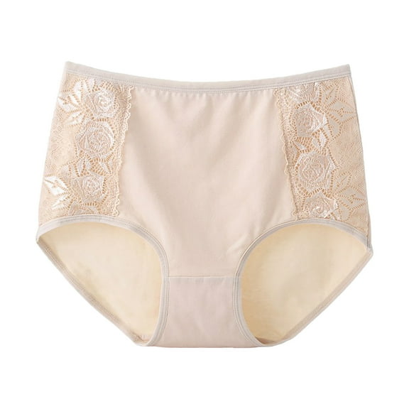 Besolor Women's Seamless Cotton Underwear Lace High Waisted Ladies No Show Panties Soft Breathable Stretch Hipster Briefs