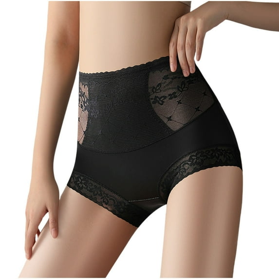 Besolor Women's Seamless Lace Underwear High Waisted Stretch Hipster Briefs Breathable Soft Butt Lifting Panties