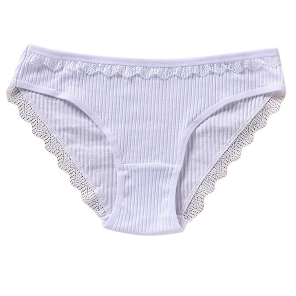 Besolor Women's Seamless Underwear Ribbed Stretch Mid Rise Lace No Show Panties Ladies Soft Breathable Briefs