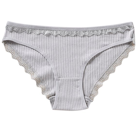 Besolor Women's Seamless Underwear Ribbed Stretch Mid Rise Lace No Show Panties Ladies Soft Breathable Briefs