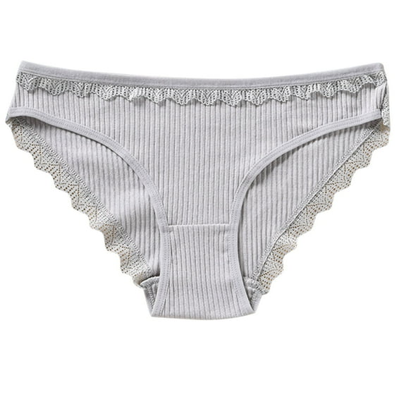 Besolor Women's Seamless Underwear Ribbed Stretch Mid Rise Lace No Show Panties Ladies Soft Breathable Briefs