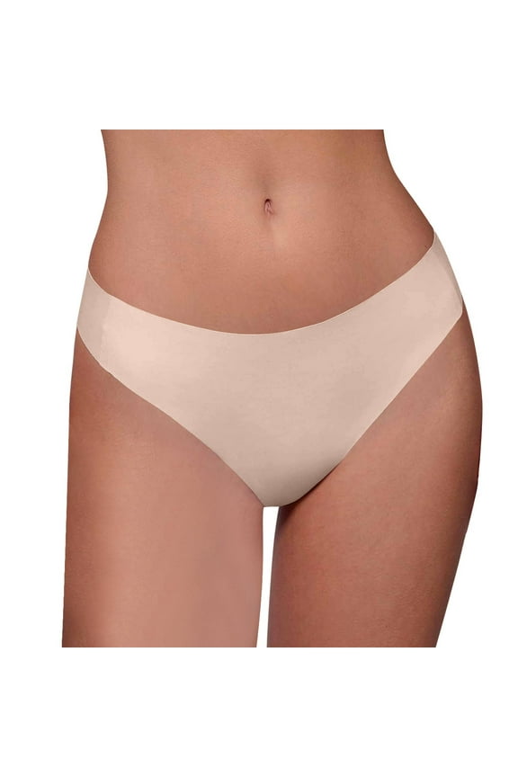 Women's Seamless Workout Thongs Mid Rise Breathable No Show Panties Stretch Breathable Ladies Underwear