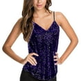 thumbnail image 1 of Besolor Women's Sequin Cami Tank Tops V Neck Spaghetti Strap Sparkly Glitter Camisole Party Club Night out Shirts, 1 of 3
