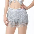 thumbnail image 1 of Besolor Women's Sequin Fringe Skirt Elastic Waist Sparkle Tassel Wrap Mini Skirts Dance Party Club Mini Skirt, 1 of 2
