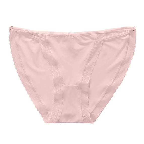 Besolor Women's Silk Seamless Underwear Lace Mid Waist Stretch No Show Panties Ladies Soft Breathable Hipster Briefs