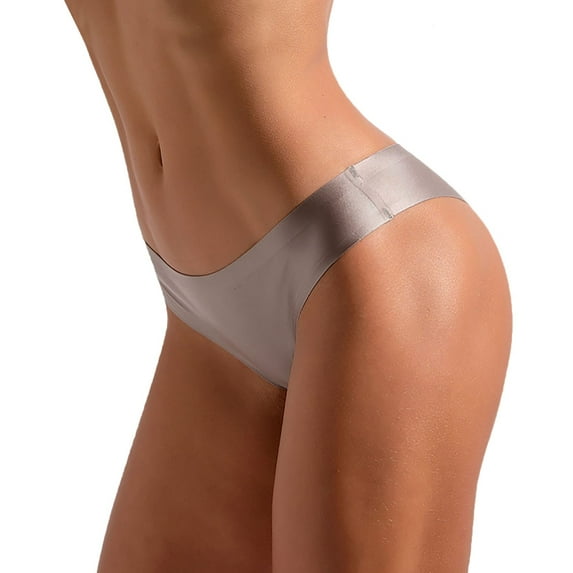 Besolor Women's Silk Seamless Underwear Low Waist Stretch No Show Panties Ladies Breathable Plus Size Briefs