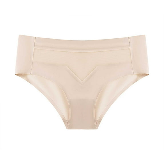 Besolor Women's Silk Seamless Underwear Mesh Mid Waist No Show Panties Ladies Soft Breathable Hipster Briefs