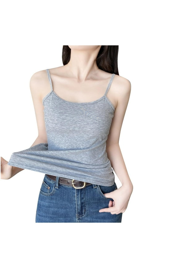Women's Sleeveless Tank Tops Summer Slim Fitted Crewneck Ribbed Knit Spaghetti Strap Basic Cami Shirts