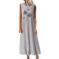 thumbnail image 1 of Besolor Women's Summer Cotton Linen Dresses Crewneck Printed Sleeveless Tank Dress Casual Loose Flowy Beach Maxi Dresses, 1 of 4