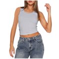 thumbnail image 1 of Besolor Women's Summer Crop Tank Top Lace Trim Sleeveless Basic Tee Shirts Casual Slim Fitted Going out Blouse, 1 of 5