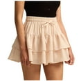 thumbnail image 1 of Besolor Women's Summer Mini Skirt Drawstring Elastic Waist Skort Ruffle Tiered Flowy Beach Short Skirt, 1 of 9