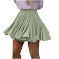 thumbnail image 1 of Besolor Women's Summer Mini Skirt Ruffle Elastic High Waist Cute Pleated A-Line Flowy Beach Short Skirt, 1 of 9