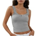thumbnail image 1 of Besolor Women's Summer Tank Tops Cute Square Neck Bow Lace Trim Ribbed Knit Crop Tops Slim Fitted Going out Shirts, 1 of 1