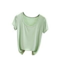 thumbnail image 1 of Besolor Women's Summer Tops Casual Crewneck Short Sleeve Shirts Solid Color Loose Comfy Undershirts Loungewear, 1 of 3