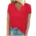 thumbnail image 1 of Besolor Women's Summer Tunic Tops Casual V Neck Short Sleeve Basic Shirts Solid Color Going out Blouses Tee, 1 of 4