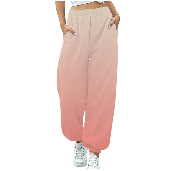 Besolor Women's Sweatpants Gradient Elastic High Waist Jogger Pants Casual Baggy Workout Plus Size Trouser with Pockets