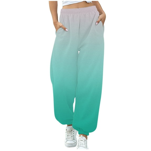 Besolor Women's Sweatpants Gradient Elastic High Waist Jogger Pants Casual Baggy Workout Plus Size Trouser with Pockets