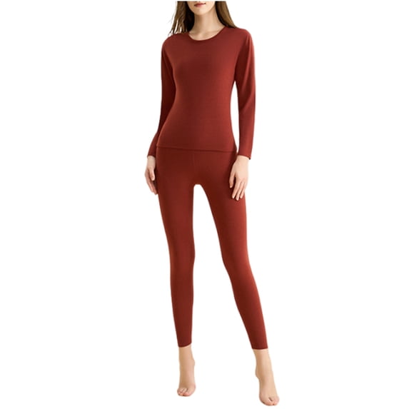 Besolor Women's Thermal Underwear Set Soft Fleece Lined Base Layer Top and Bottom Set for Cold Weather Plus Size