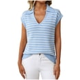 thumbnail image 1 of Besolor Women's V Neck Cap Sleeve Sweater Vest Striped Sleeveless Collared Knit Tank Tops Casual Trendy Outfits, 1 of 8