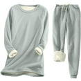 thumbnail image 1 of Besolor Women's Warm Winter Pajamas Cozy Fleece Lined Long Sleeve Crewneck Pullover Tops and Pants Lounge Sets Sleepwear, 1 of 4