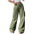 Besolor Women's Wide Leg Cargo Sweatpants Baggy Elastic Waist