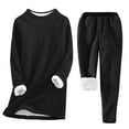 thumbnail image 1 of Besolor Women's Winter Warm 2 Piece Outfits Fleece Lined Long Sleeve Pullover Tops and Drawstring Pants Pjs Pajamas Sets, 1 of 8