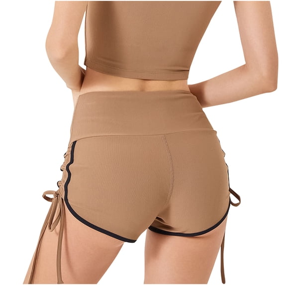 Besolor Women's Workout Yoga Booty Shorts Summer High Waisted Drawstring Running Athletic Fitness Biker Shorts