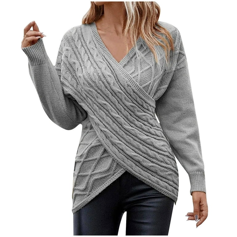 V neck cross front sweater hot sale
