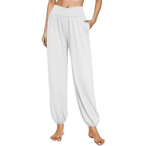 Besolor Women's Yoga Pants Crossover High Waisted Workout Sweatpants Comfy Flowy Joggers Pajama Pants with Pockets