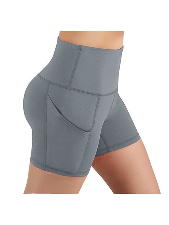 Women's Yoga Shorts with Pockets Scrunch Seamless High Waisted Stretch Booty Workout Gym Biker Shorts