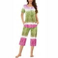 thumbnail image 1 of Besolor Womens 2 Piece Lounge Sets Tie Dye Crewneck Short Sleeve Tops and Capris Pants Pajamas Sleepwear, 1 of 7