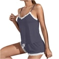 thumbnail image 1 of Besolor Womens 2 Piece Pajama Set Lace Trim Spaghetti Strap Camisole and Shorts Lounge Set Sleepwear Pjs, 1 of 4