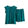 thumbnail image 1 of Besolor Womens 2 Piece Pajama Sets Casual Ruffle Sleeveless Tank Tops and Shorts Sets Summer Plus Size Sleepwear Pjs, 1 of 9
