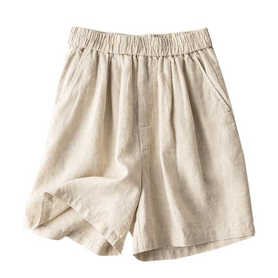 Besolor Womens 2024 Summer Fashion Cotton Linen Shorts Knee Length Lounge Short Pants Loose Flowy Beach Vacation Outifts