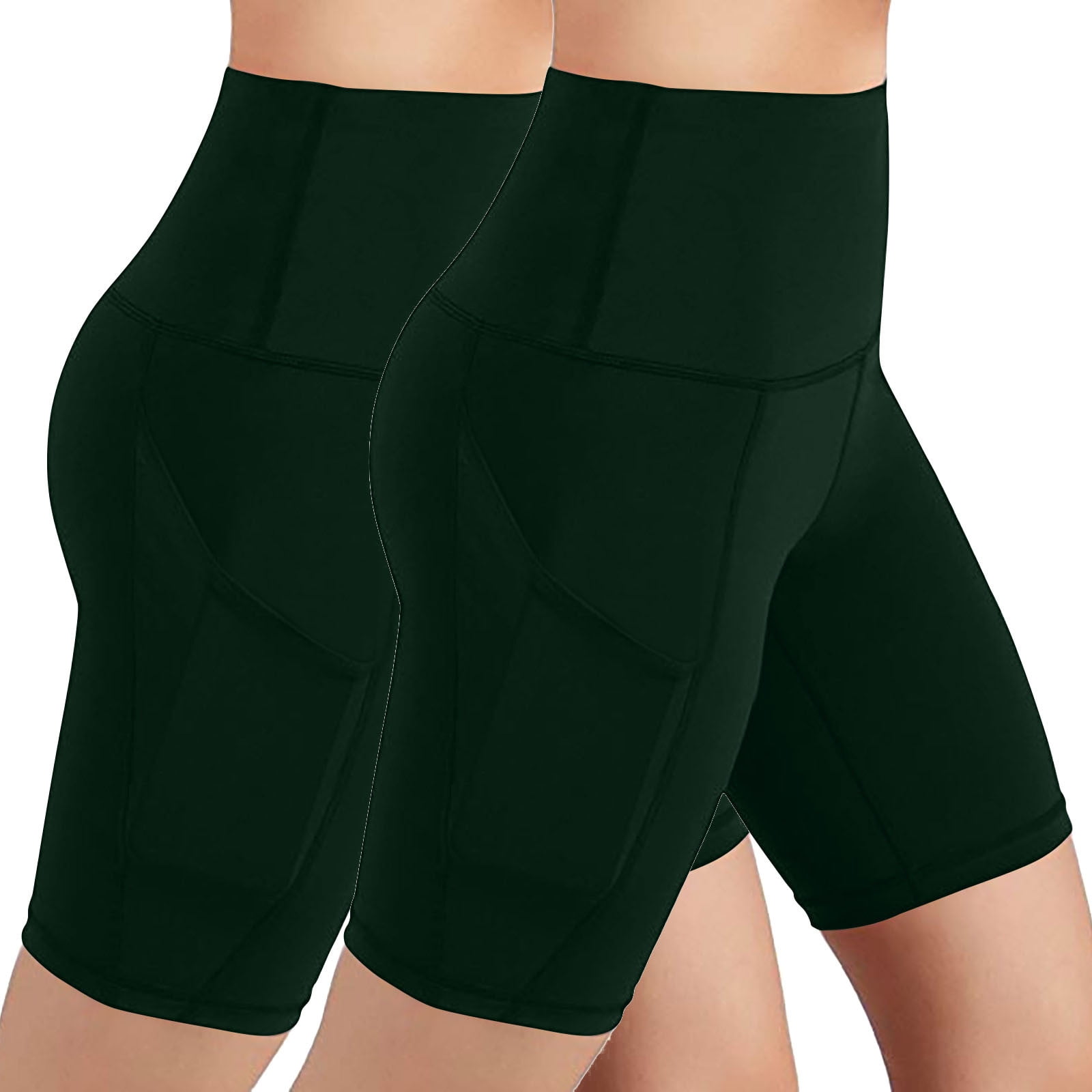 Besolor Womens 2PC Yoga Shorts Seamless High Waisted Short Leggings