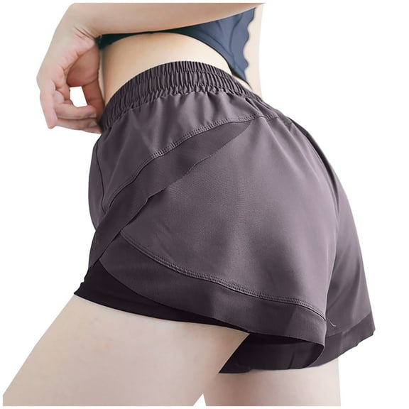 Besolor Womens Athletic Shorts High Waisted Running Shorts 2 in 1 Drawstring Quick Dry Workout Gym Shorts with Liner