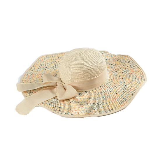 Besolor Womens Beach Sun Straw Hat, UV Protection UPF 50+ Sun Hats for Women with Wide Brim, Foldable Straw Beach Hat