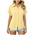 thumbnail image 1 of Besolor Womens Button down Dress Shirts Collared Short Sleeve Textured Tops Casual Summer Work Blouses with Pocket, 1 of 7
