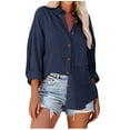 thumbnail image 1 of Besolor Womens Button down Fall Blouses Long Sleeve Solid Business Work Tops Casual Loose Fit Shirts with Pocket, 1 of 9