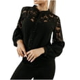 thumbnail image 1 of Besolor Womens Buttton down Shirts Trendy Floral Lace Splicing Long Sleeve Tops Casual Elegent Ladies Going out Blouses, 1 of 8