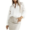 thumbnail image 1 of Besolor Womens Buttton down Shirts Trendy Floral Lace Splicing Long Sleeve Tops Casual Elegent Ladies Going out Blouses, 1 of 9