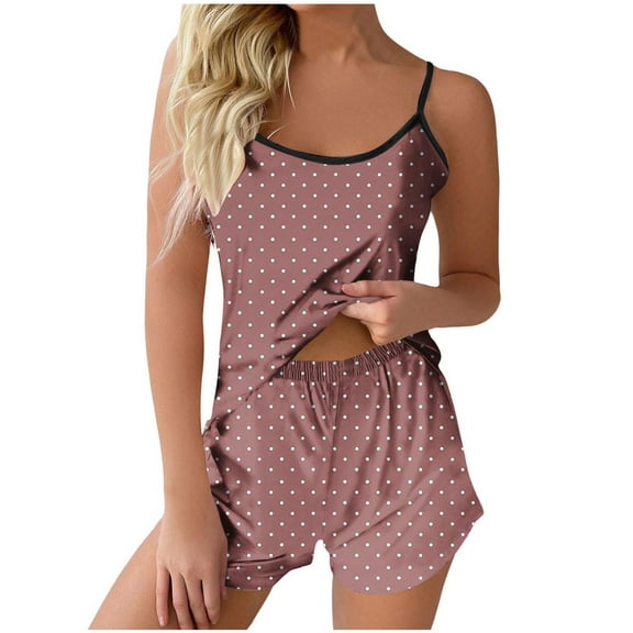 Besolor Womens Cami Pajama Set 2 Piece Soft Sleepwear Polka Dots Camisole Pj Shorts Set Summer Nightwear