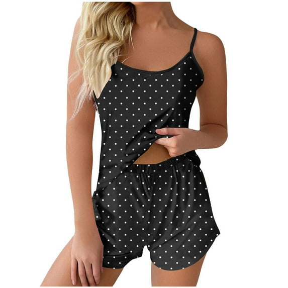 Besolor Womens Cami Pajama Set 2 Piece Soft Sleepwear Polka Dots Camisole Pj Shorts Set Summer Nightwear