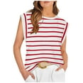 thumbnail image 1 of Besolor Womens Cap Sleeve Tops Stripes Crewneck Basic Tee Shirts Casual Loose Summer Trendy Blouse, 1 of 4