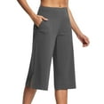 thumbnail image 1 of Besolor Women's Wide Leg Yoga Capris Casual Split High Waisted Stretch Workout Summer Loungewear Pants with Pockets, 1 of 8