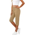 thumbnail image 1 of Besolor Womens Capri Pants Zipper Button High Waisted Straight Leg Casual Workout Athletic Capris with Pockets, 1 of 7
