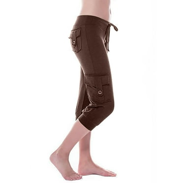 Besolor Womens Capris Pants Stretch Drawstring Casual Joggers Lightweight Workout Yoga Lounge Pants with Pockets