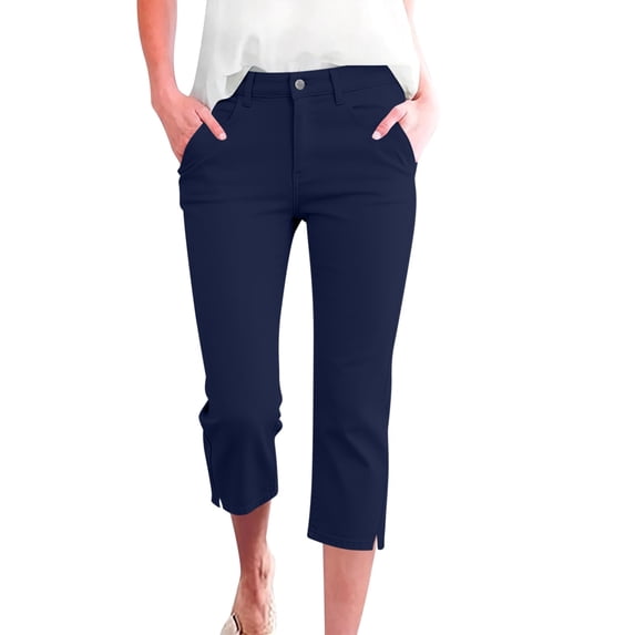 Besolor Womens Capris High Waisted Straight Leg Casual Tight Workout Athletic Capri Pants with Pockets
