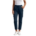 thumbnail image 1 of Besolor Womens Cargo Pants Drawstring High Waist Casual Loose Workout Hiking Straight Leg Cropped Pant with Multi Pockets(XX-Large,Navy), 1 of 6